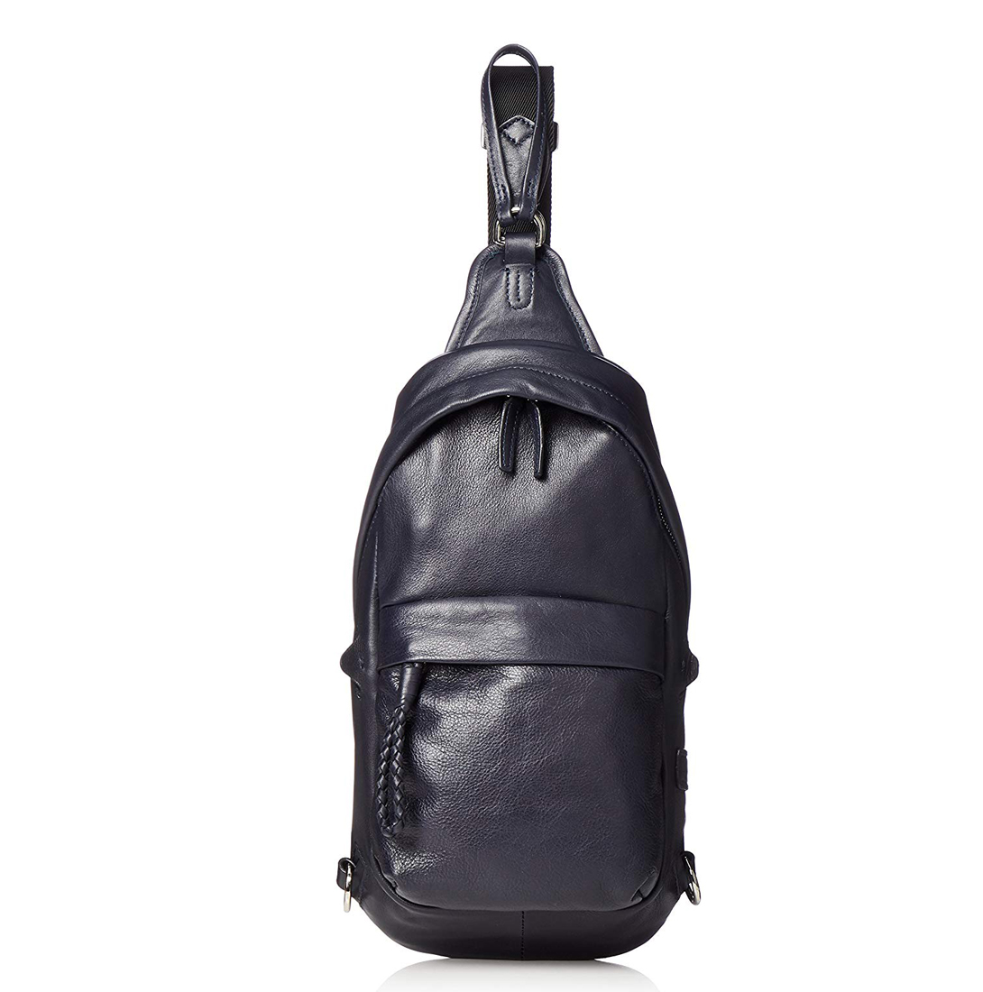 厂家满冠官方注册荔枝纹真皮男士单肩背包 